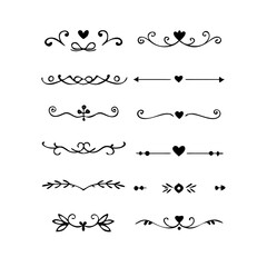 Obraz premium Set of Vintage decorative lines. text dividers. Line border. Lines separators, Borders, Vintage dividers, Underline elements. Divider set vector. Vector illustration.Line dividers. 