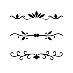 Set of Vintage decorative lines. text dividers. Line border. Lines separators, Borders, Vintage dividers, Underline elements. Divider set vector. Vector illustration.Line dividers.	
