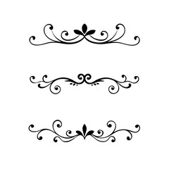 Set of Vintage decorative lines. text dividers. Line border. Lines separators, Borders, Vintage dividers, Underline elements. Divider set vector. Vector illustration.Line dividers.	