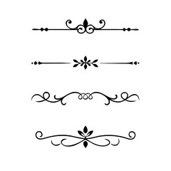 Set of Vintage decorative lines. text dividers. Line border. Lines separators, Borders, Vintage dividers, Underline elements. Divider set vector. Vector illustration.Line dividers.	