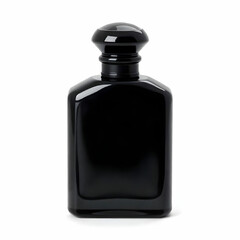 Elegant Black Perfume Bottle isolated on the white background
