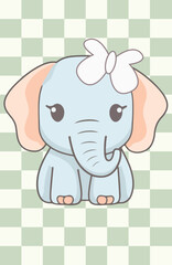 Cute Baby Elephant Cartoon Illustration