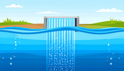 Water flowing from dam with nature.