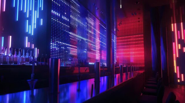 Vibrant nightclub bar with led lighting