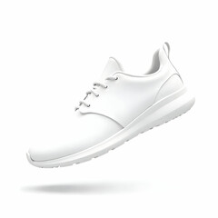 Floating White Sneaker Minimalist Shoe Design isolated on the white background