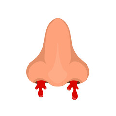 vector illustration of a bleeding nose, bleeding from the nose on a white background
