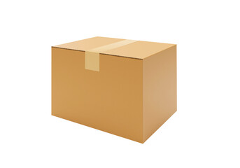 Brown Cardboard paper box, transparent background