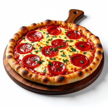 Delicious Pepperoni Pizza with Melted Cheese and Spicy Pepperoni