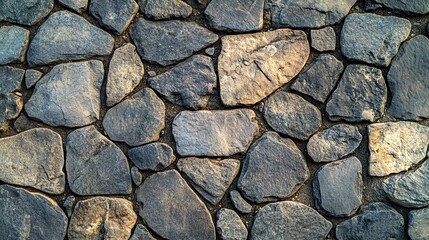 Obraz premium Pebbled stone floor texture in gray tones, rough natural surface detail for architecture, outdoor or product backdrop