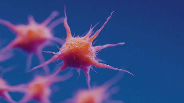 Intricate coral-like neuron shapes unfurling against azure backdrop, celebrating Brain Awareness Week and the enigmatic beauty of synaptic connections