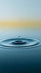 A solitary water droplet forms ripples of tranquility, evoking World Water Day and the philosophy of Wu Wei