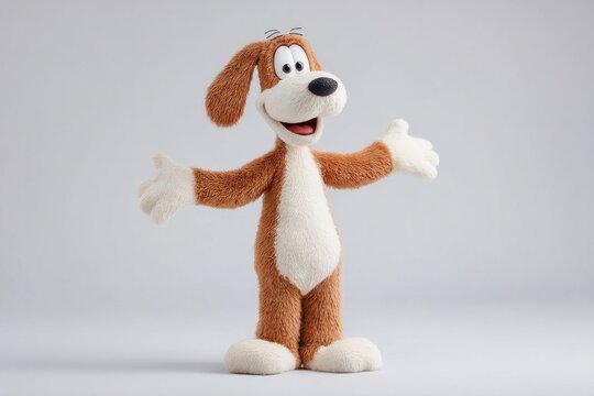 Cheerful cartoon dog with floppy ears, inviting embrace, National Cartoon Day spirit, jubilant mascot presence, playful nostalgia celebration - Powered by Adobe