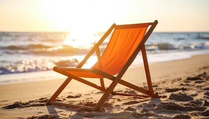 Beach chair at sunrise