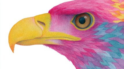 Vividly painted eagle profile in kaleidoscopic hues, embodying spirit animal symbolism for Lunar New Year celebrations