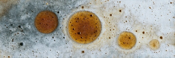 Swirling coffee stains on canvas akin to Jupiter's storms; abstract art, International Coffee Day, cosmology celebration