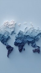 Textured world map sculpture, embodying global connectivity, International Earth Day reflection, abstract geography art, introspective cartography vision