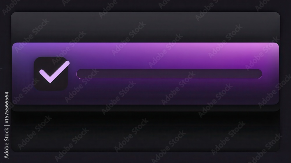 Poster purple interface element with checkmark.