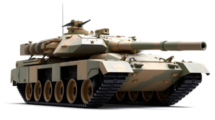 Modern camouflaged tank showing military power and force
