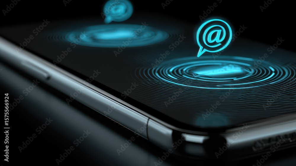 Poster close-up of a smartphone screen with a graphical email symbol and fingerprint sensor.