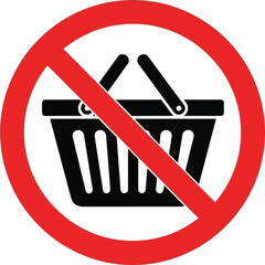 No Shopping Allowed Prohibited Shopping Basket Symbol