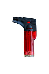 Close-Up of a Portable Red and Black Butane Torch Lighter