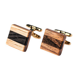 Elegant Wooden Cufflinks: Men's Square Design with Dark Wood Accents