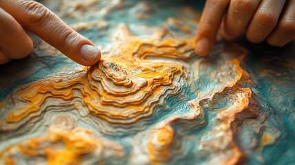 Skilled hands covered in clay delicately shape a cracked clay slab showcasing the artistry craftsmanship and tactile essence of traditional pottery making