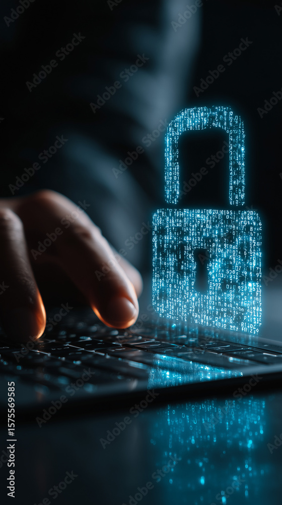 Poster data protection privacy concept. gdpr. cyber security network. man protecting data and personal info