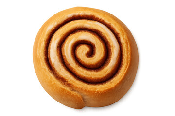 Fototapeta premium Freshly baked cinnamon roll with icing, isolated on transparent background, perfect for food and bakery projects