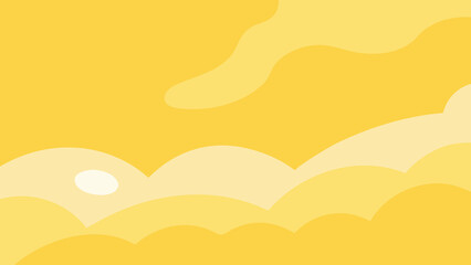 Sunny skies with clouds and a bright sun against a soft yellow gradient