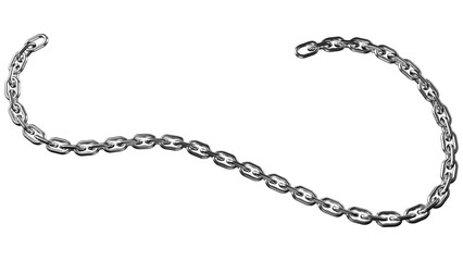 Winding silver chain against a transparent background offers a strong, metallic texture and industrial feel ideal for design and conceptual elements.