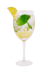 Refreshing cocktail with citrus and mint served in a clear glass