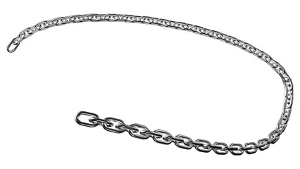 Isolated metal chain with open ends gleams against a transparent background, perfect for adding a sense of strength and stylish design to creative projects.
