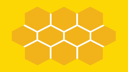 Vector illustration of honeycomb pattern in yellow and white colors on a yellow background