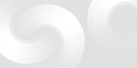 Abstract white glowing geometric lines on gray background. Modern shiny blue circle lines pattern. Futuristic technology concep