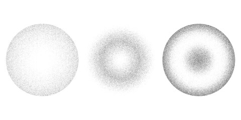 Halftone Gradient Round Circles Pattern Vector Design Elements with Noise Grains from Dark to Light isolated on transparent background eps 10