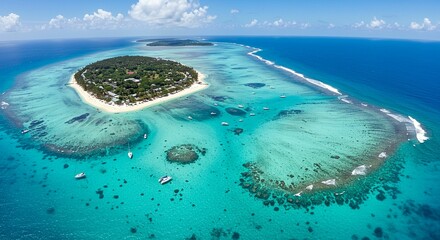 Obraz premium Tropical island paradise aerial view