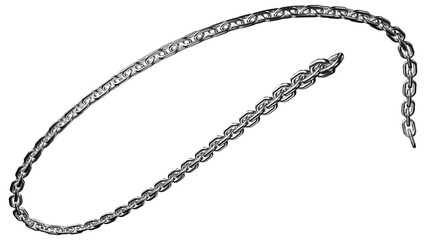Metallic chain isolated on a transparent background showcases its elegant links and shiny surface creating a modern, industrial feel.