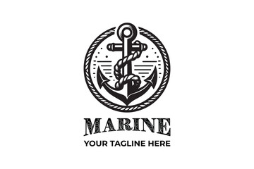 Fototapeta premium Vintage Marine Anchor Badge Logo