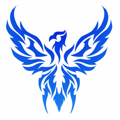 Illustration of an abstract tribal art tattoo design of a blue phoenix. Suitable for logos, elements, and ornaments.