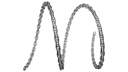 A flowing silver chain against a transparent background creates a striking, elegant design element, ideal for jewelry, fashion, and industrial concepts.