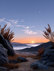 sunset over the mountains