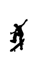 silhouette of a man jumping skate