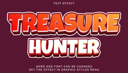 Bold and vibrant treasure hunter text effect ideal for playful and adventurous graphic design