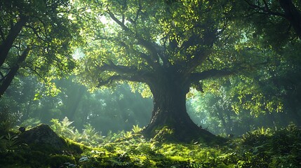 Obraz premium Magical forest tree with lush foliage high resolution picture