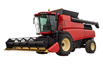 Obraz premium Red Combine Harvester Isolated on Black Background silhouette on white background