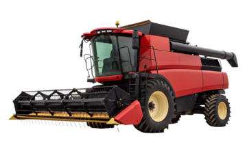 Red Combine Harvester Isolated on Black Background silhouette on white background