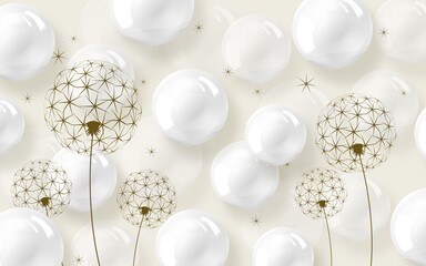 Dandelion spheres and stars white gold