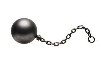 Wrecking ball with chain isolated on a solid black background, perfect for demolition, destruction, and construction concepts