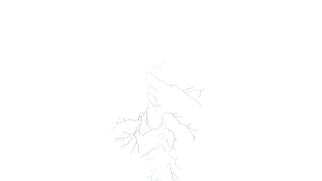 Dramatic Lightning Strike on Black Background Silhouette on white background